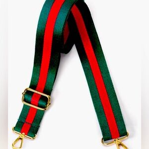 New GG replacement green / red striped handmade crossbody strap w/ gold hardware